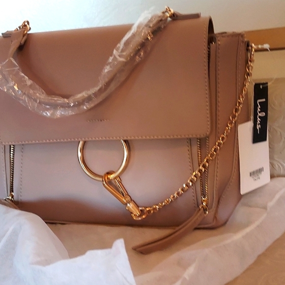 Lulus Handbags - Handbag taupe with gold chain detals. Never been used has all tags